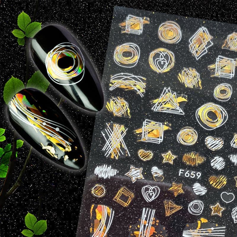image-Hot Stamping Fruit Nail Stickers Decals Gold Silver Black White