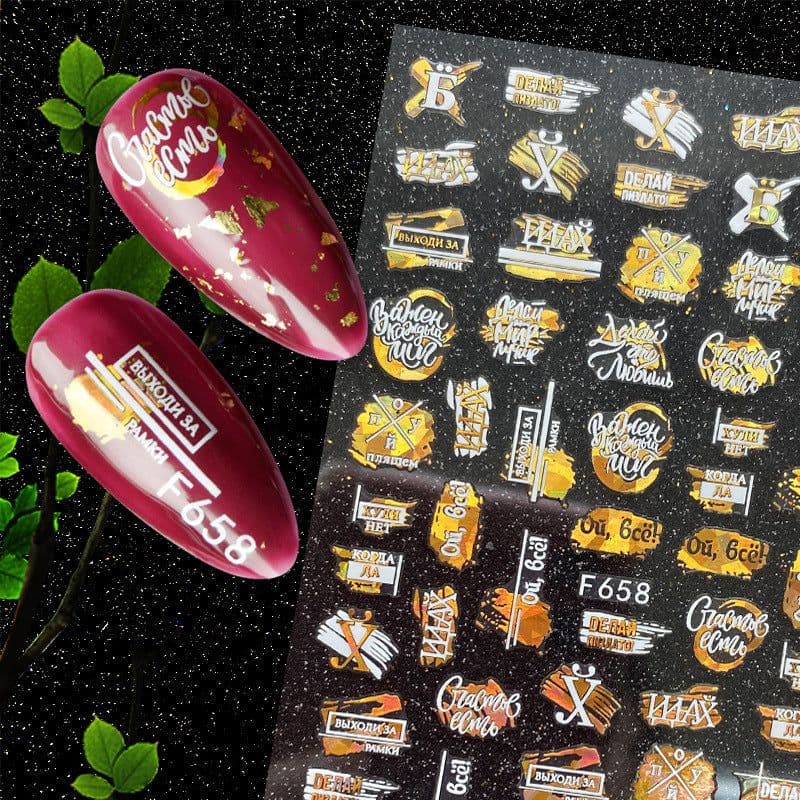 image-Hot Stamping Fruit Nail Stickers Decals Gold Silver Black White