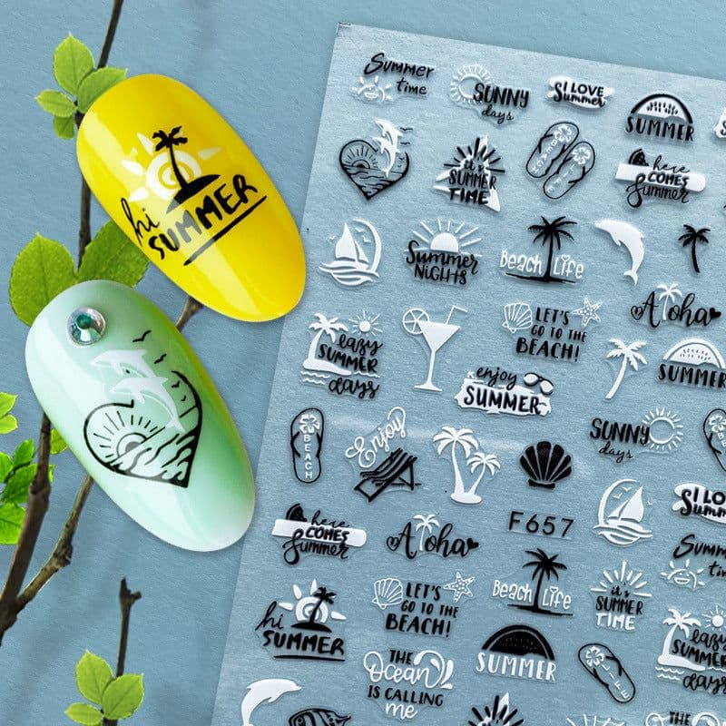 image-Hot Stamping Fruit Nail Stickers Decals Gold Silver Black White
