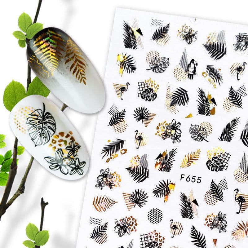 image-Hot Stamping Fruit Nail Stickers Decals Gold Silver Black White