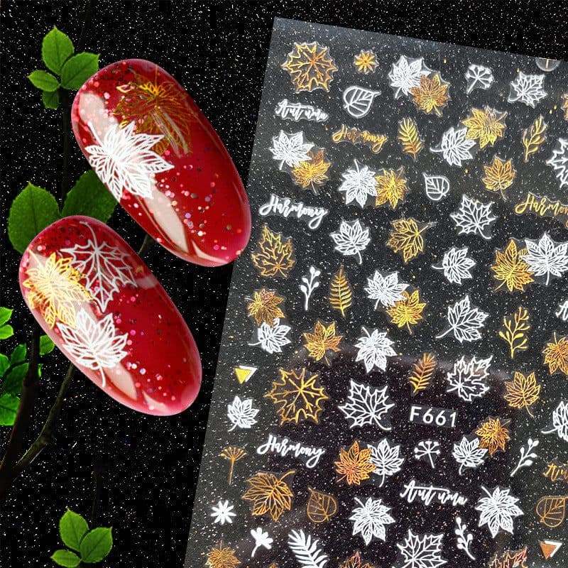 image-Hot Stamping Fruit Nail Stickers Decals Gold Silver Black White