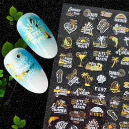 image-Hot Stamping Fruit Nail Stickers Decals Gold Silver Black White