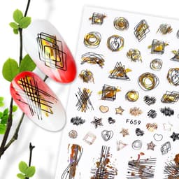 image-Hot Stamping Fruit Nail Stickers Decals Gold Silver Black White