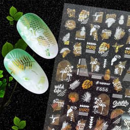 image-Hot Stamping Fruit Nail Stickers Decals Gold Silver Black White
