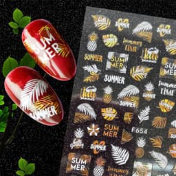 image-Hot Stamping Fruit Nail Stickers Decals Gold Silver Black White