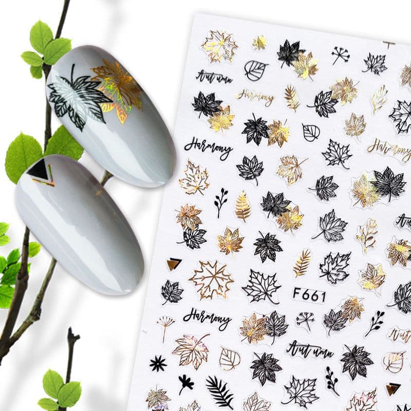 image-Hot Stamping Fruit Nail Stickers Decals Gold Silver Black White