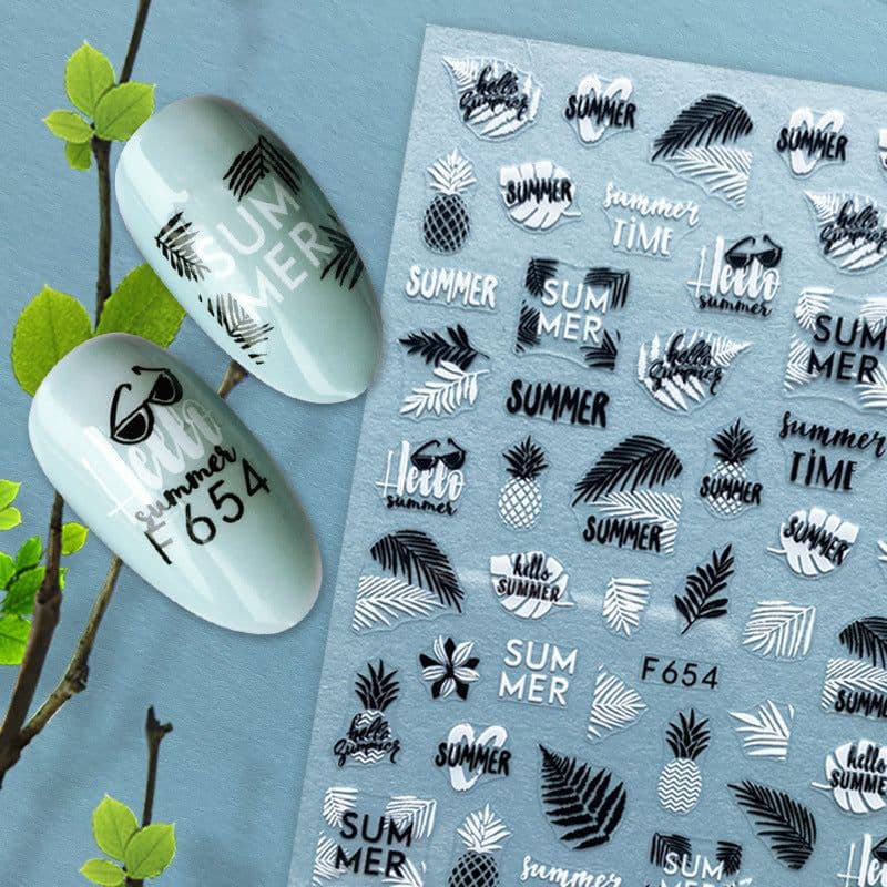 image-Hot Stamping Fruit Nail Stickers Decals Gold Silver Black White