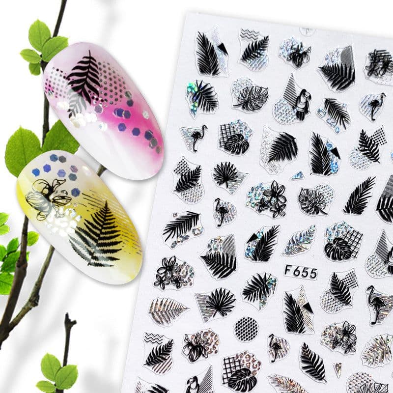 image-Hot Stamping Fruit Nail Stickers Decals Gold Silver Black White