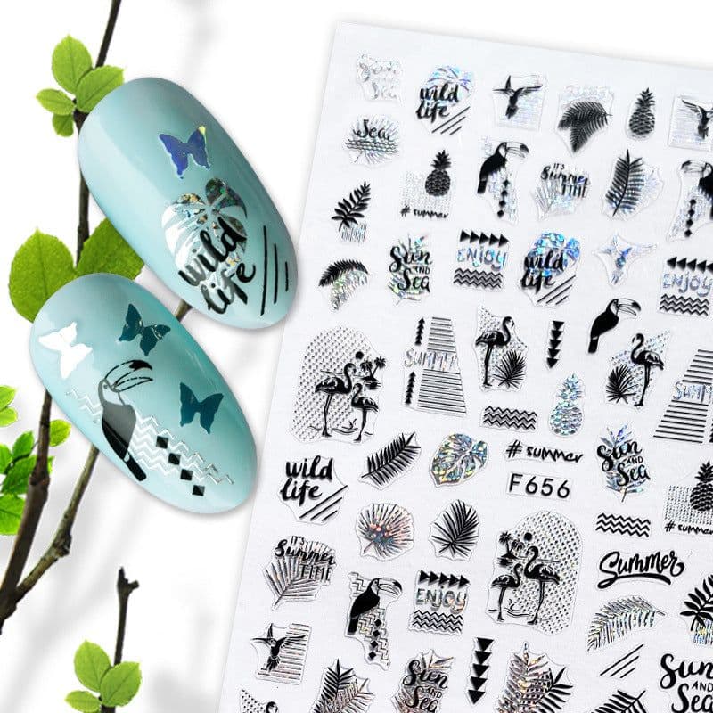 image-Hot Stamping Fruit Nail Stickers Decals Gold Silver Black White