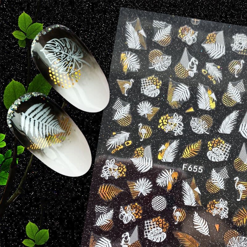image-Hot Stamping Fruit Nail Stickers Decals Gold Silver Black White