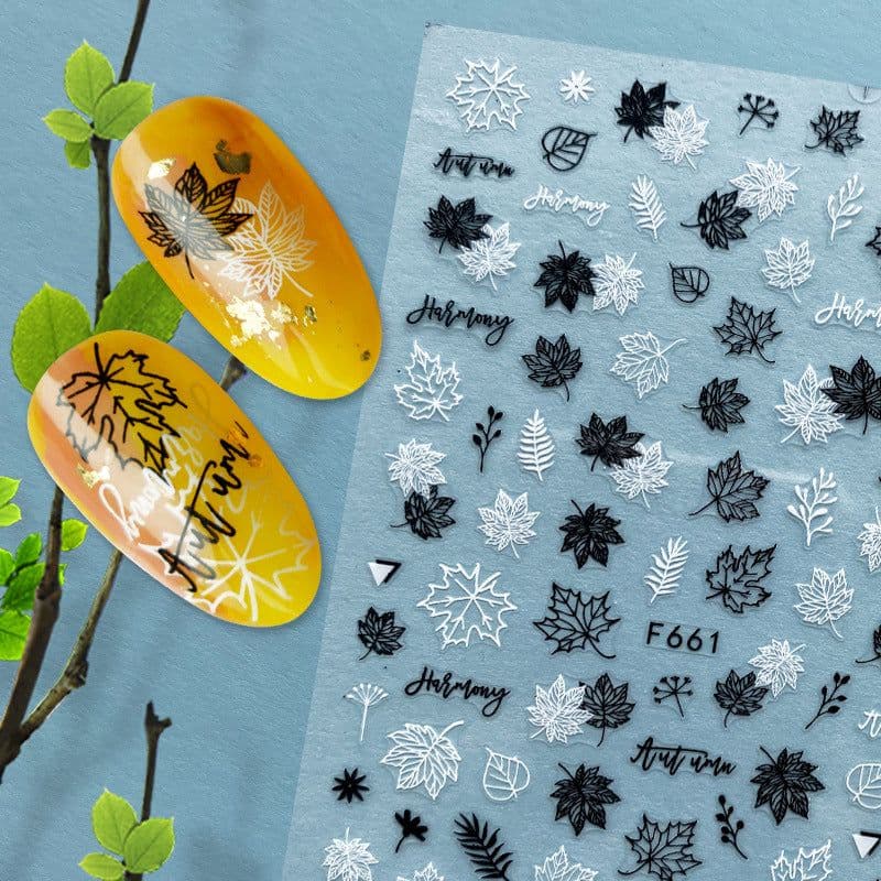 image-Hot Stamping Fruit Nail Stickers Decals Gold Silver Black White