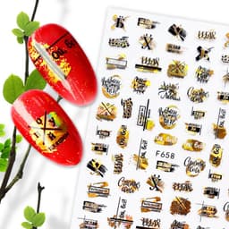 image-Hot Stamping Fruit Nail Stickers Decals Gold Silver Black White