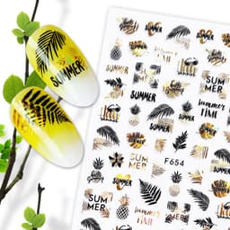 image-Hot Stamping Fruit Nail Stickers Decals Gold Silver Black White