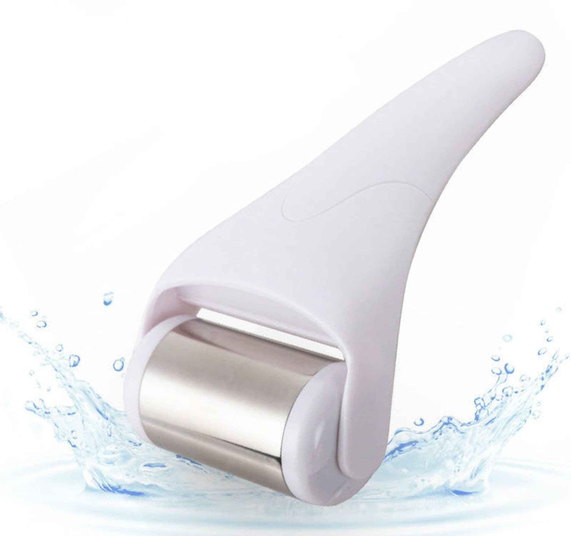 image-Ice Roller Facial Massage Tool - Stainless Steel White Handle