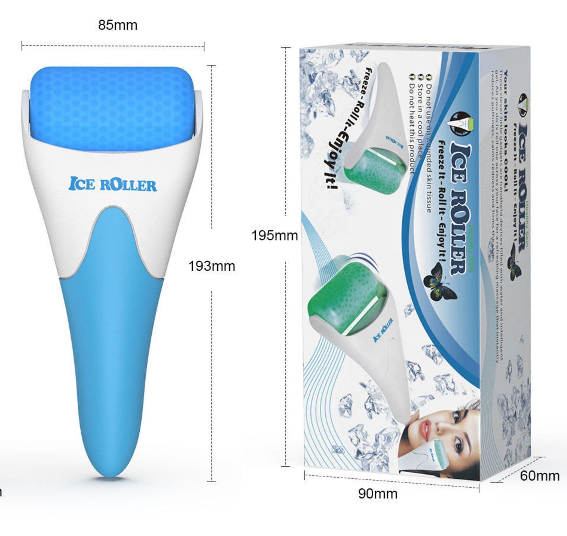 image-Ice Roller Facial Massage Tool - Stainless Steel White Handle
