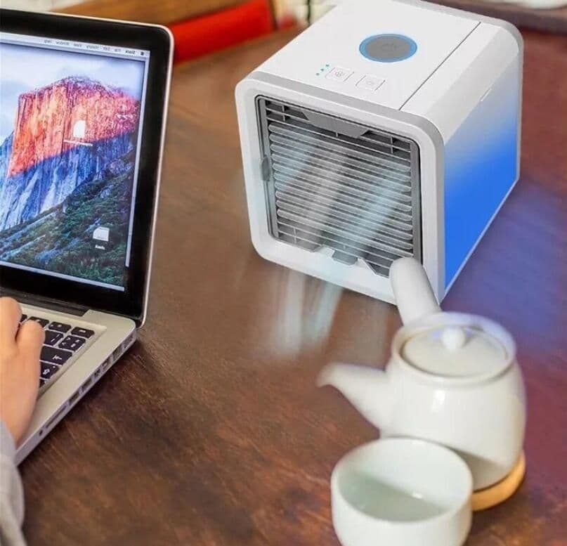 image-Mini Desktop USB Air Cooler Fan Portable Square Design