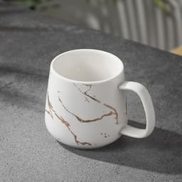 image-Marble Pattern Mug with Lid 301-400ml Office Coffee Cup