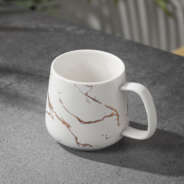 image-Marble Pattern Mug with Lid 301-400ml Office Coffee Cup