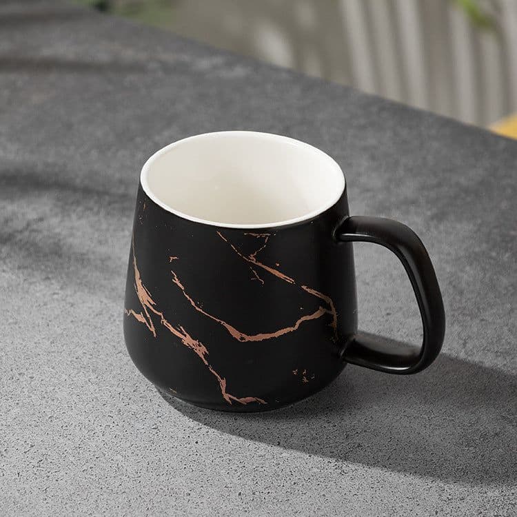 image-Marble Pattern Mug with Lid 301-400ml Office Coffee Cup