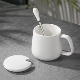 image-Marble Pattern Mug with Lid 301-400ml Office Coffee Cup