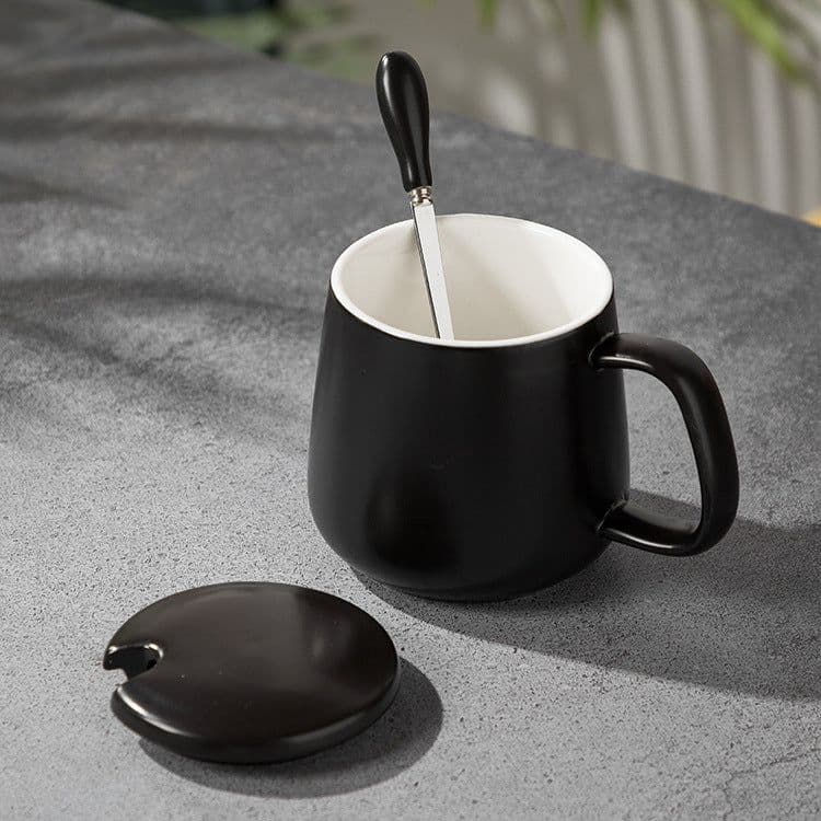 image-Marble Pattern Mug with Lid 301-400ml Office Coffee Cup