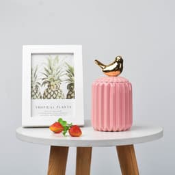 image-FULIN Ceramic Storage Jar with Lid 300mL Lovers Rabbit Pink