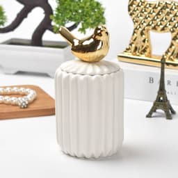 image-FULIN Ceramic Storage Jar with Lid 300mL Lovers Rabbit Pink