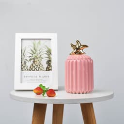 image-FULIN Ceramic Storage Jar with Lid 300mL Lovers Rabbit Pink