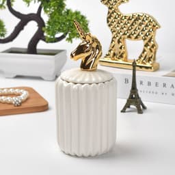 image-FULIN Ceramic Storage Jar with Lid 300mL Lovers Rabbit Pink