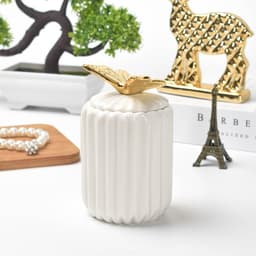 image-FULIN Ceramic Storage Jar with Lid 300mL Lovers Rabbit Pink