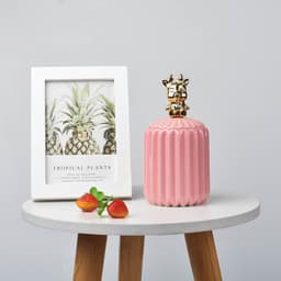 image-FULIN Ceramic Storage Jar with Lid 300mL Lovers Rabbit Pink
