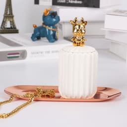 image-FULIN Ceramic Storage Jar with Lid 300mL Lovers Rabbit Pink