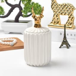 image-FULIN Ceramic Storage Jar with Lid 300mL Lovers Rabbit Pink
