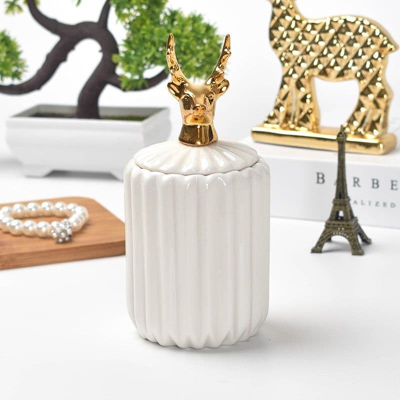 image-FULIN Ceramic Storage Jar with Lid 300mL Lovers Rabbit Pink