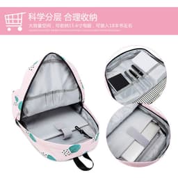 image-Cactus Print Backpack 20L Casual School Bag for Women Pink