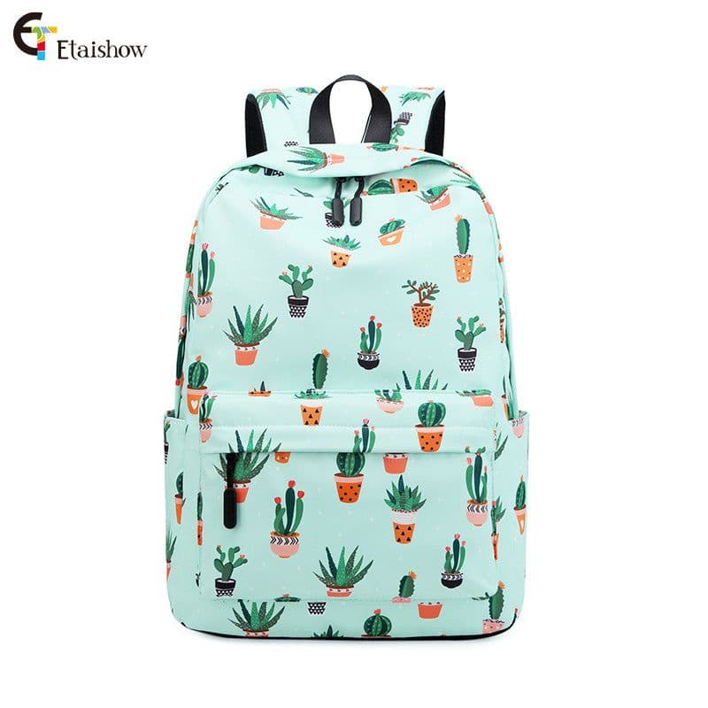 image-Cactus Print Backpack 20L Casual School Bag for Women Pink