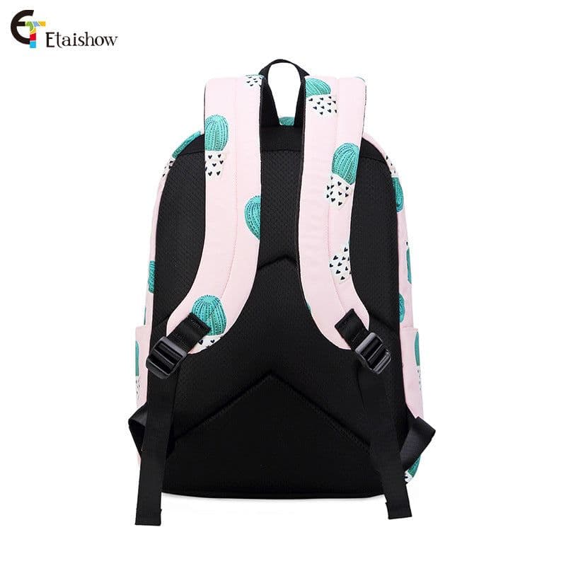 image-Cactus Print Backpack 20L Casual School Bag for Women Pink