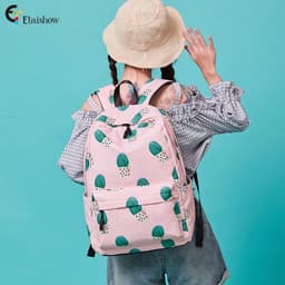 image-Cactus Print Backpack 20L Casual School Bag for Women Pink