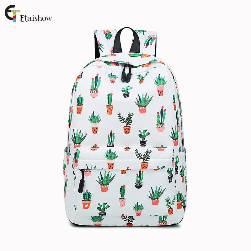 image-Cactus Print Backpack 20L Casual School Bag for Women Pink
