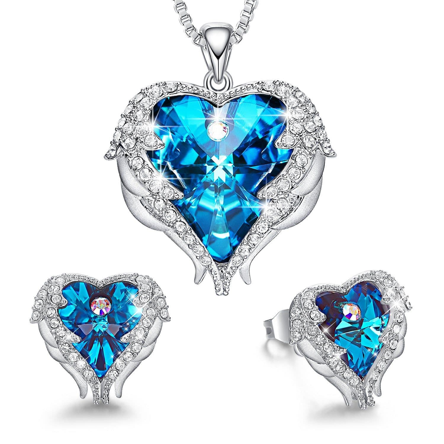 image-CDE Heart of the Sea Necklace Earrings Set Swarovski Elements Crystal