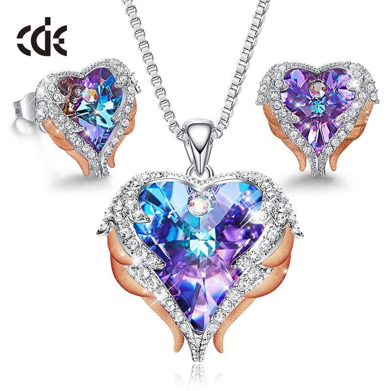 image-CDE Heart of the Sea Necklace Earrings Set Swarovski Elements Crystal