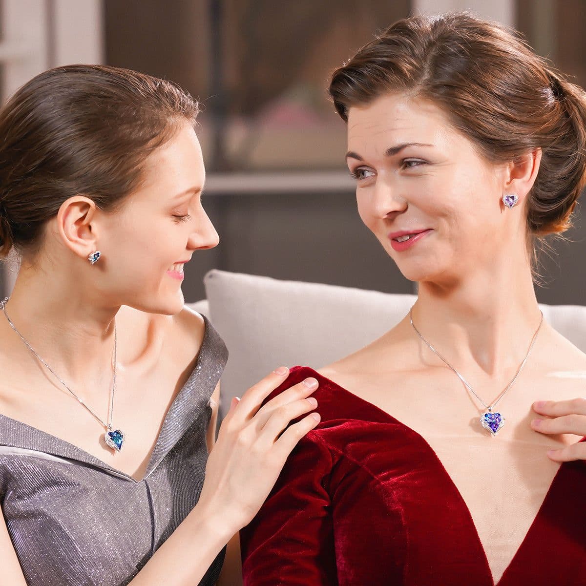 image-CDE Heart of the Sea Necklace Earrings Set Swarovski Elements Crystal