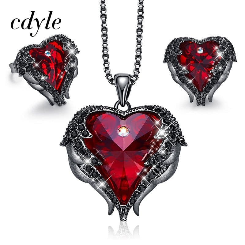 image-CDE Heart of the Sea Necklace Earrings Set Swarovski Elements Crystal