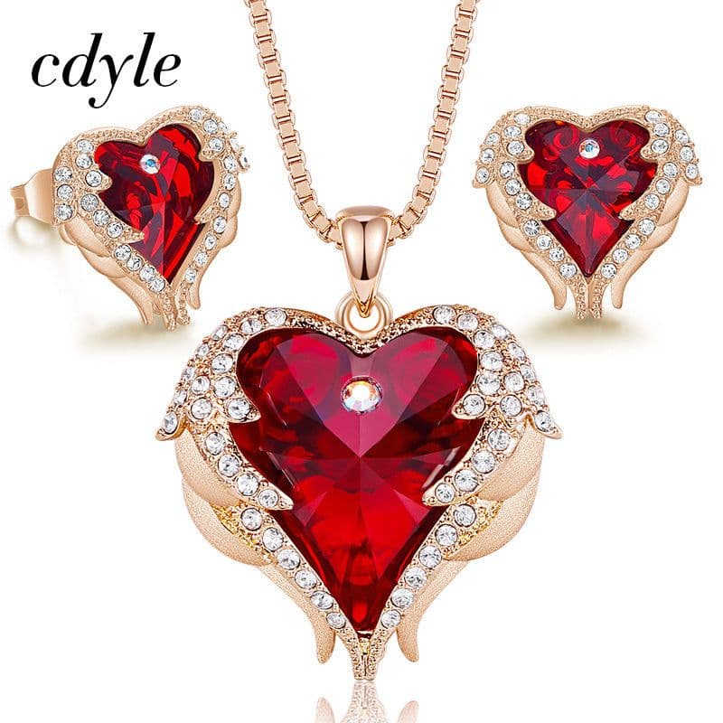 image-CDE Heart of the Sea Necklace Earrings Set Swarovski Elements Crystal