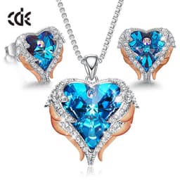 image-CDE Heart of the Sea Necklace Earrings Set Swarovski Elements Crystal