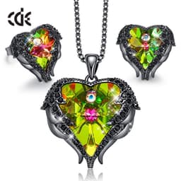 image-CDE Heart of the Sea Necklace Earrings Set Swarovski Elements Crystal
