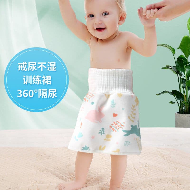 image-Baby Diaper Training Skirt Cotton High Waist Waterproof