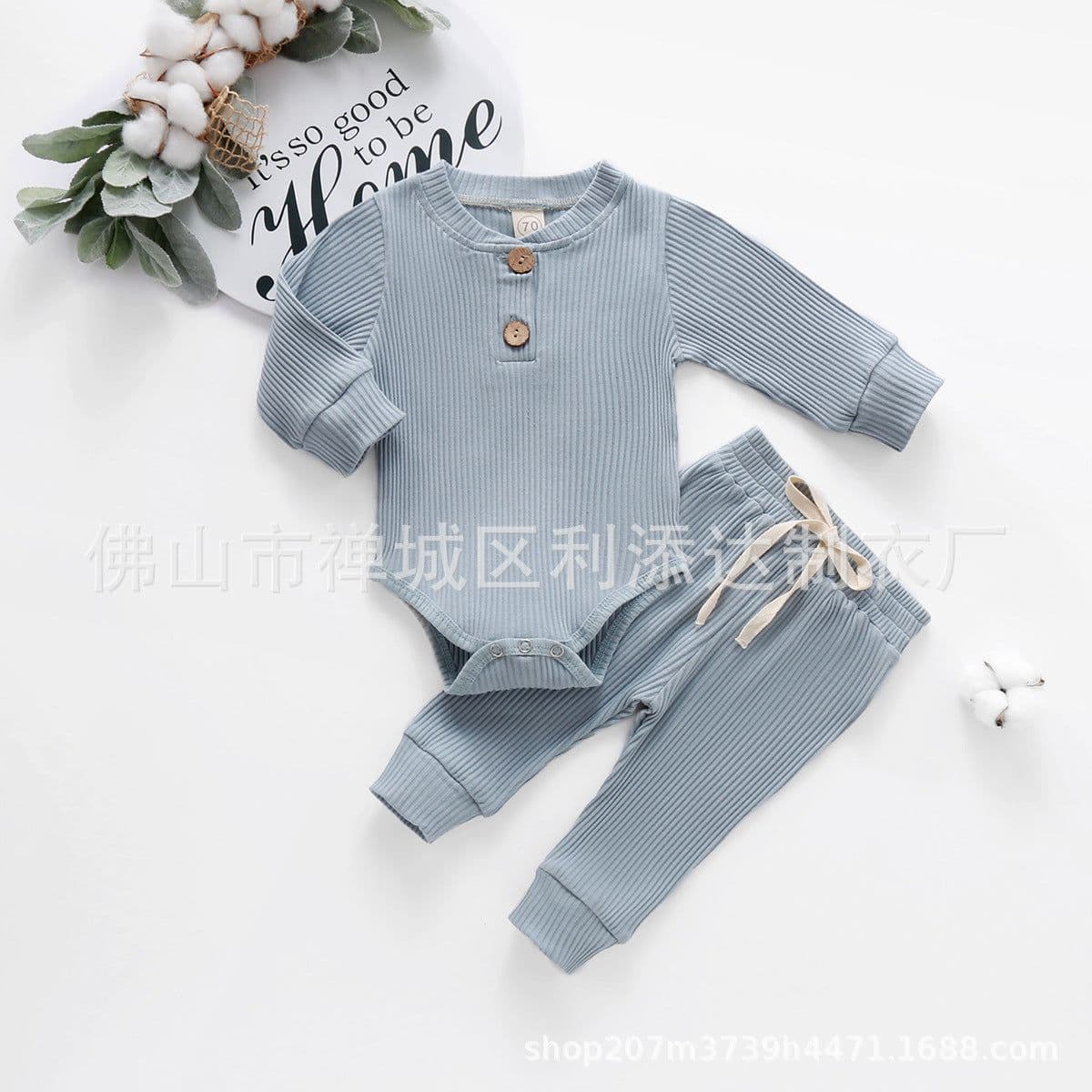 image-Baby Romper Long Sleeve Cotton Two-Piece Suit Brown Unisex 60cm