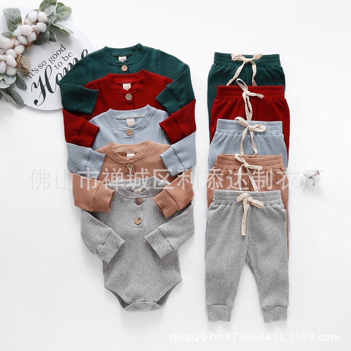 image-Baby Romper Long Sleeve Cotton Two-Piece Suit Brown Unisex 60cm