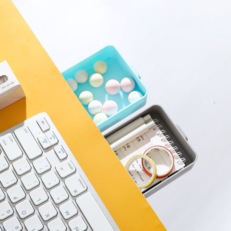image-A2995 Desk Drawer Storage Box Adhesive Stationery Organizer Gray